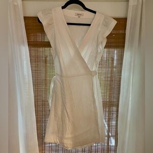 Madewell Ruffle-Sleeve Wrap Mini Dress - White